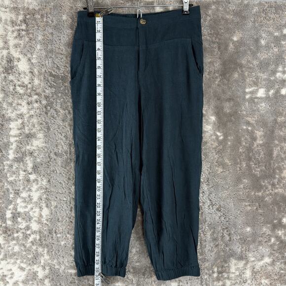 Grade + Gather Size S Ankle Linen Blend Flat Front Pants Green Button Zip Casual - Picture 2 of 12